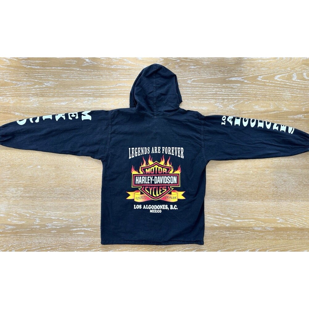 Harley-Davidson Zip Jacket Men’s M 40 Black Los Algodones Mexico Graphic Hoodie